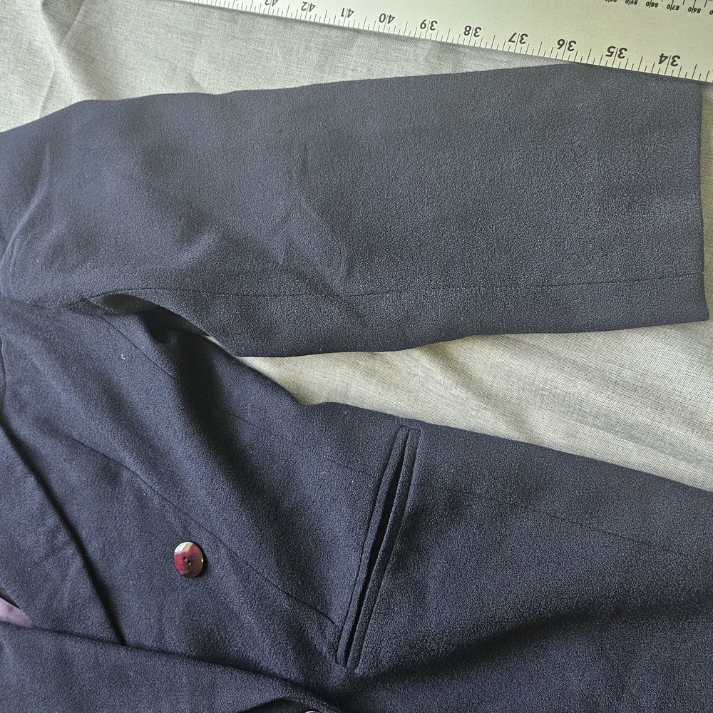 VTG Womens 100% Wool Blazer Size 12 Black Suit Jacket Made In USA 90s Grandpa - Picture 8 of 16